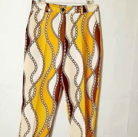 CHAIN Print Multicolored Ankle Pants NWT - Picture 8 of 12